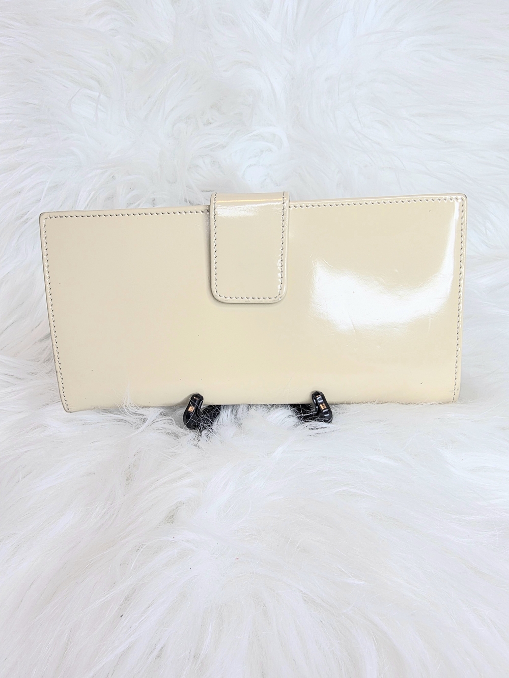 Gucci GG Wallet Interlocking Glossy/Patent Leather Slim Continental - Cream - Picture 3 of 15
